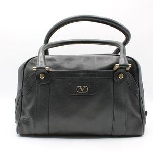 Valentino Garavani Black Leather Boston Bag